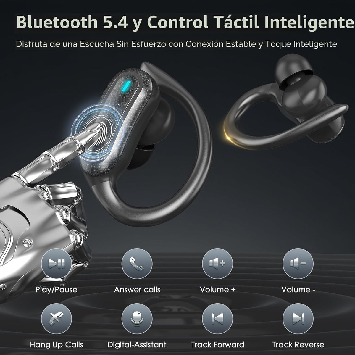 Auriculares inalámbricos Bluetooth, auriculares estéreo de 54 horas...