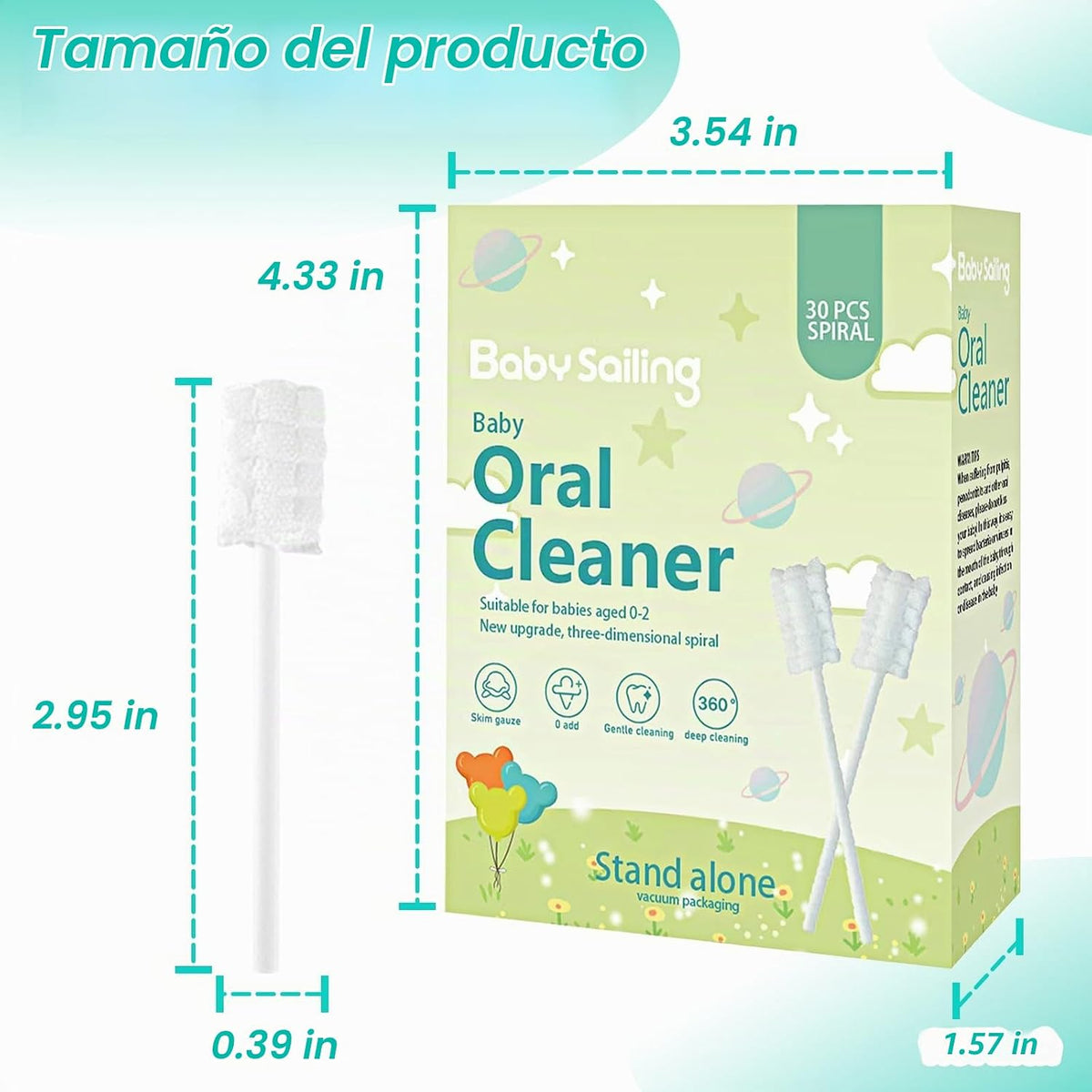 Foily Paquete de 30 gasas limpiadoras de lengua para bebés, cuidado...