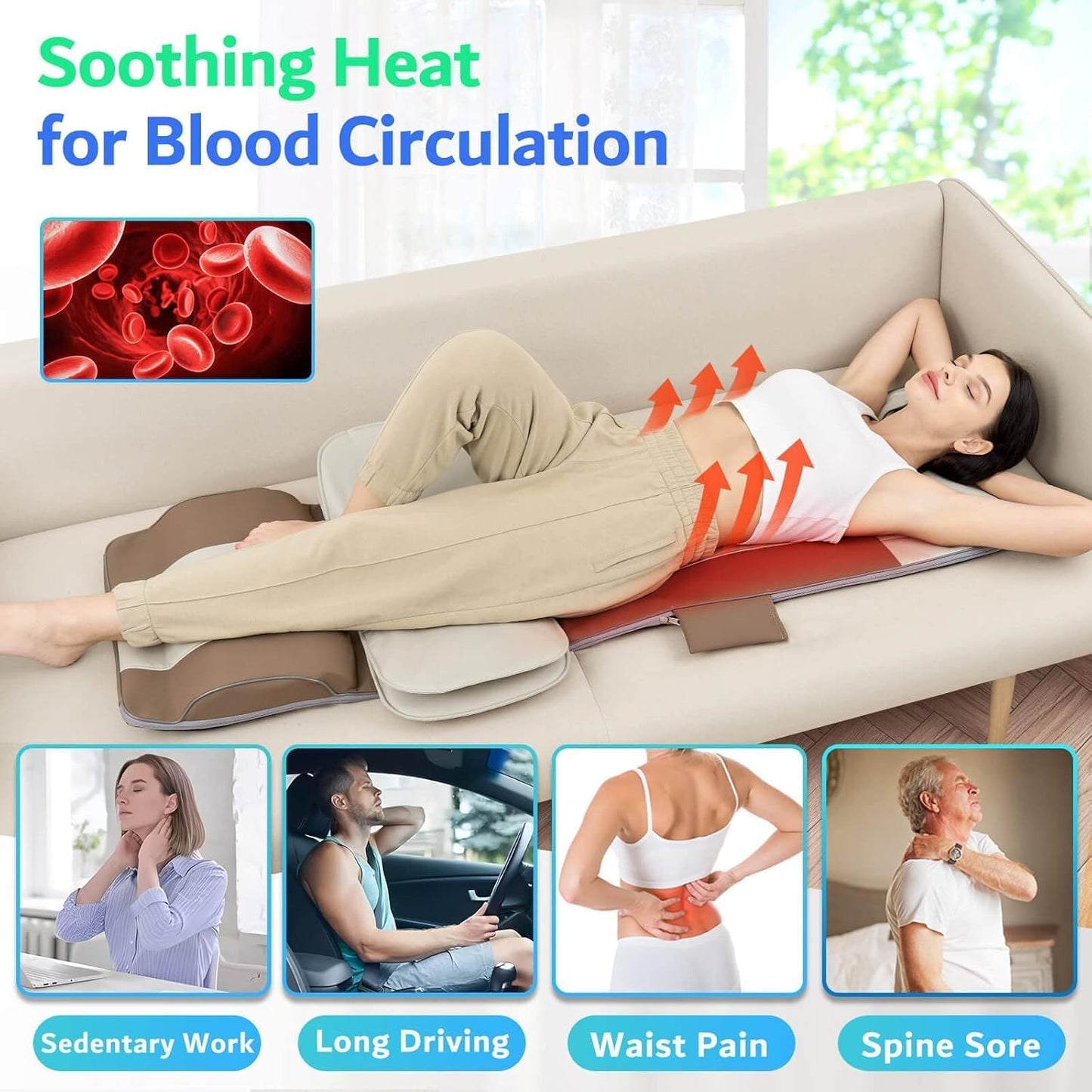Alfombrilla de masaje de cuerpo completo con calor, estiramiento co...