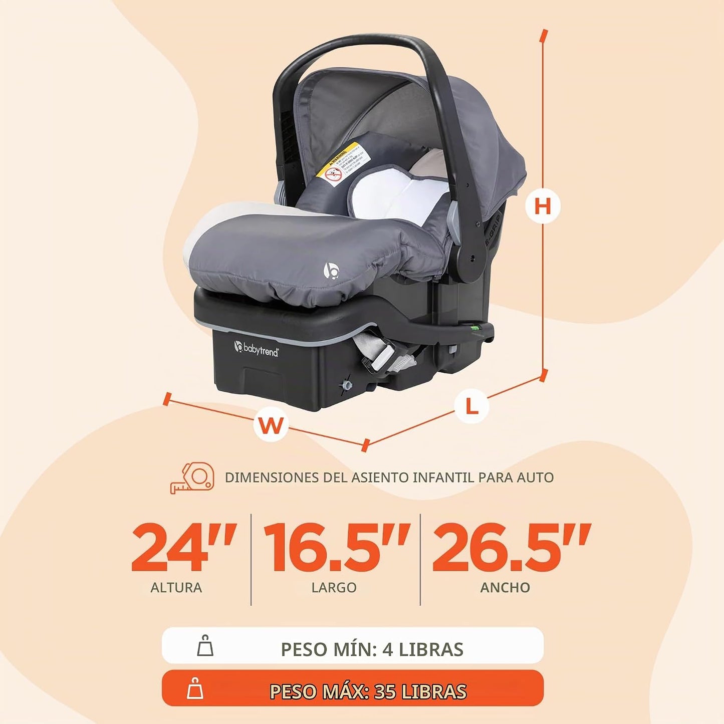 Baby Trend EZ Lift 35 Plus Asiento de coche infantil ergonómico, li...