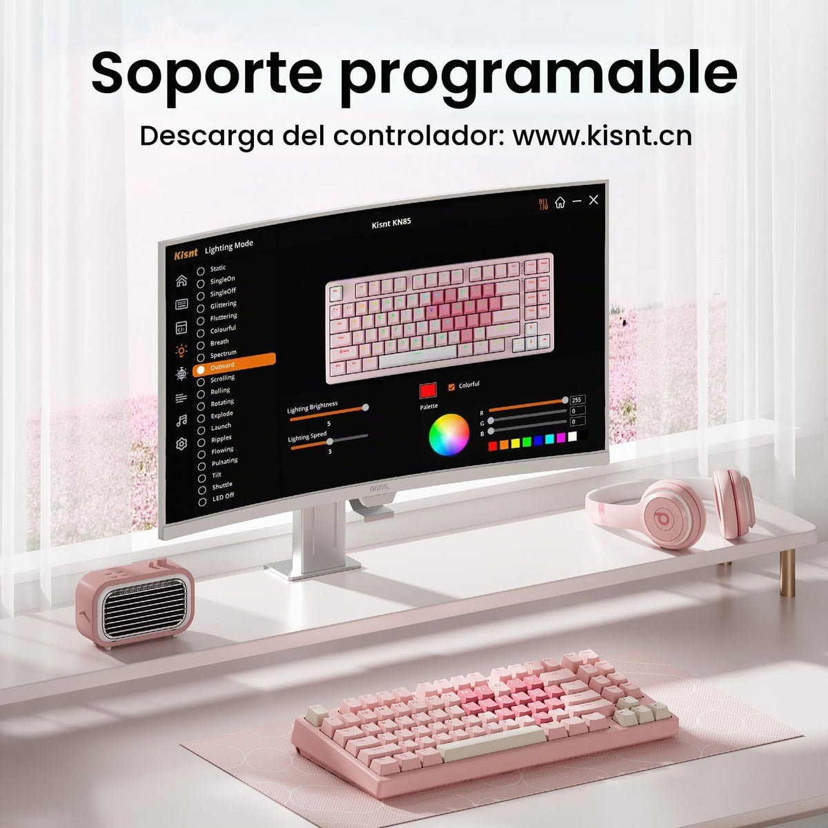 Kisnt Teclado mecánico inalámbrico KN85, diseño del 75%, Bluetooth\...