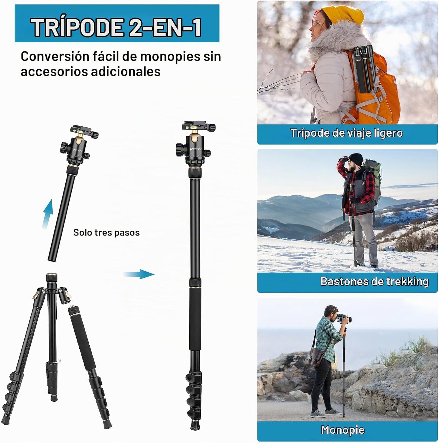 Trípode DSLR Profesional para Fotografía - Alto, Ligero y Resistent...