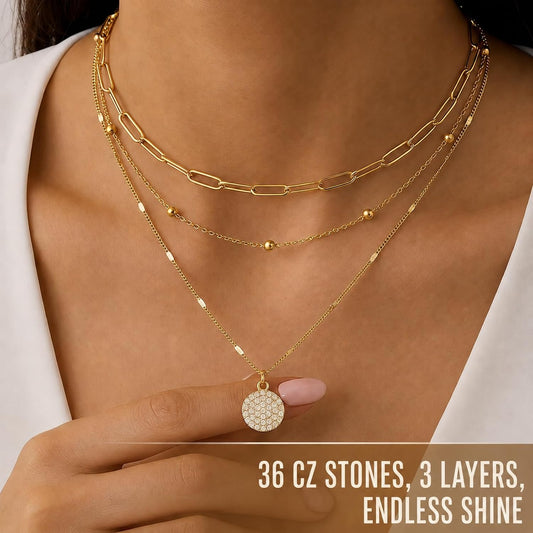 VYTOSA Collares en capas para mujer, juego de collar de oro platead...
