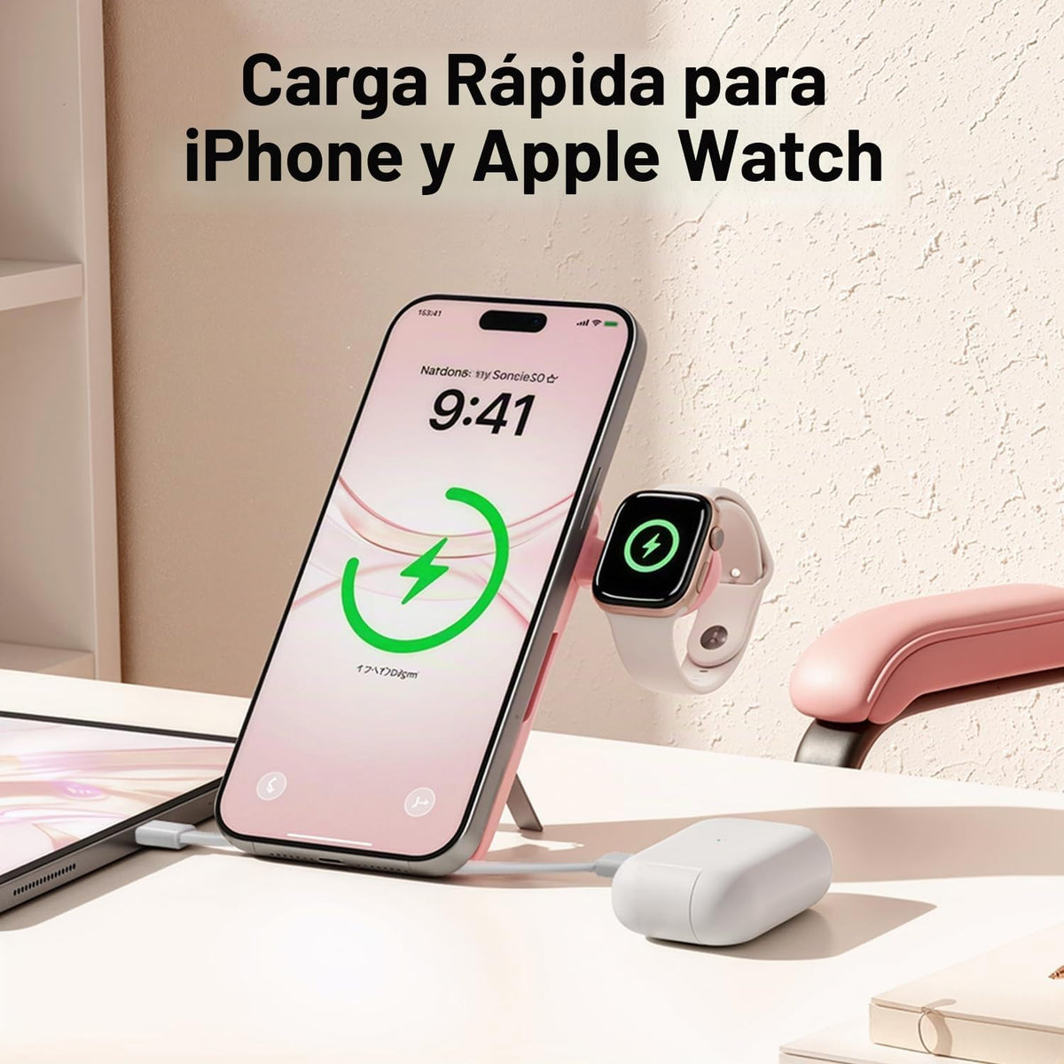 Q Cargador portátil inalámbrico magnético de 10,000 mAh, batería ex...