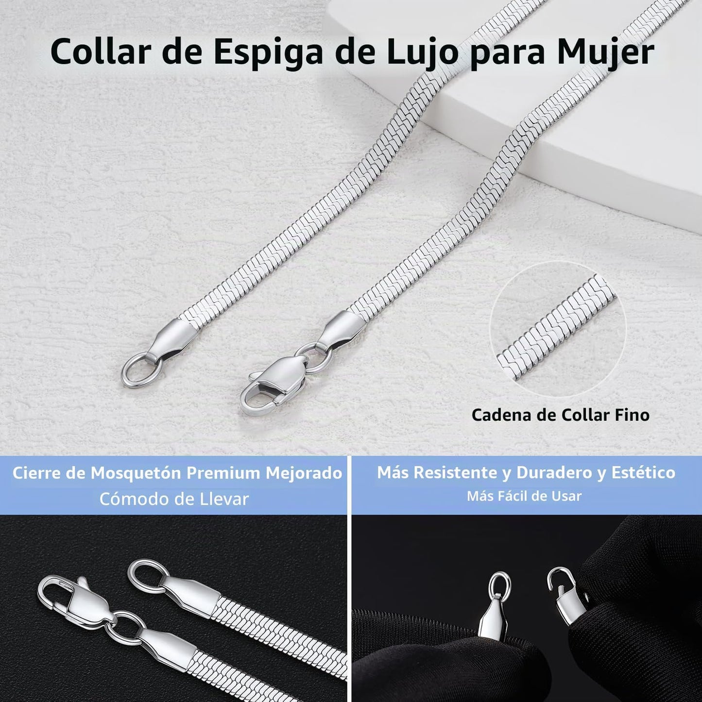 Jewlpire Collar de Espiga Chapado en Plata\/Oro para Mujer, Collar...
