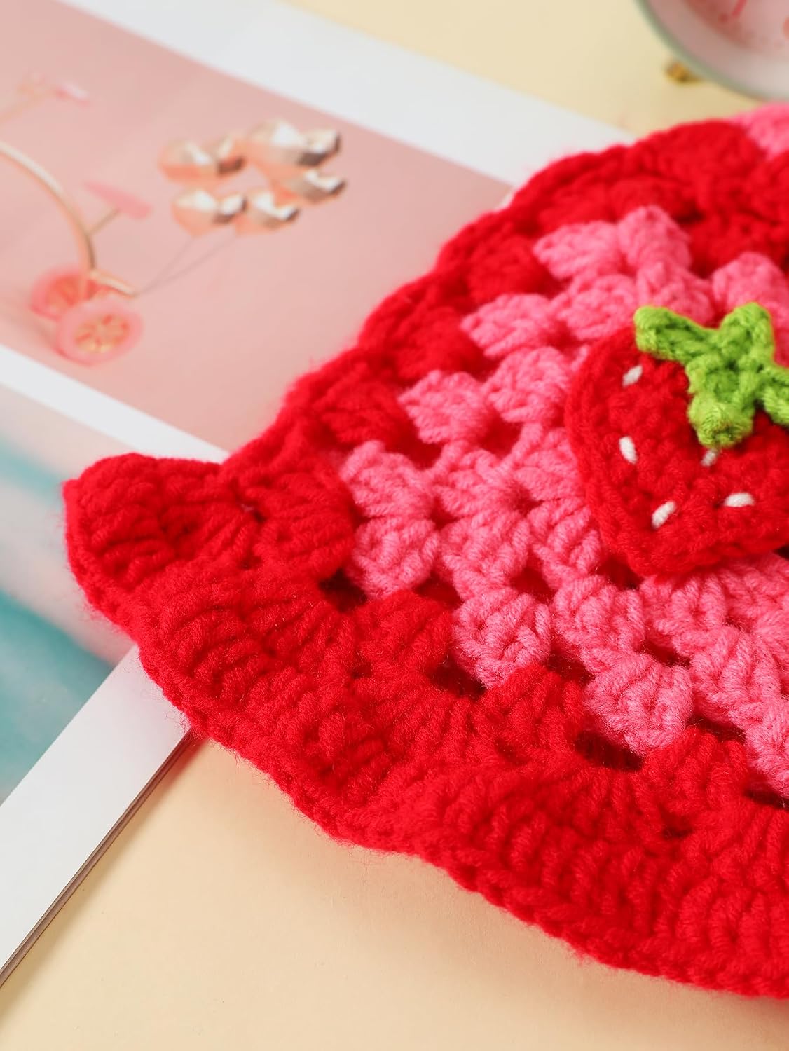 Fiewmay Sombrero de pescador de ganchillo para mujer, hecho a mano,...
