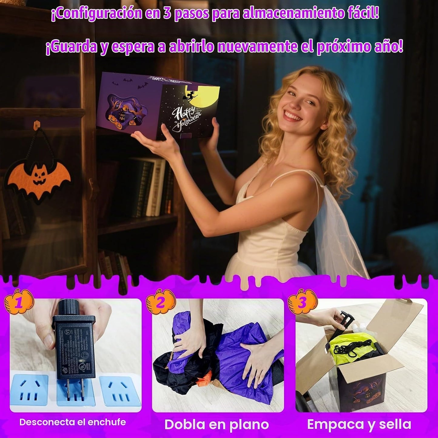Danxilu Calabaza inflable de Halloween de 8 pies con decoraciones a...
