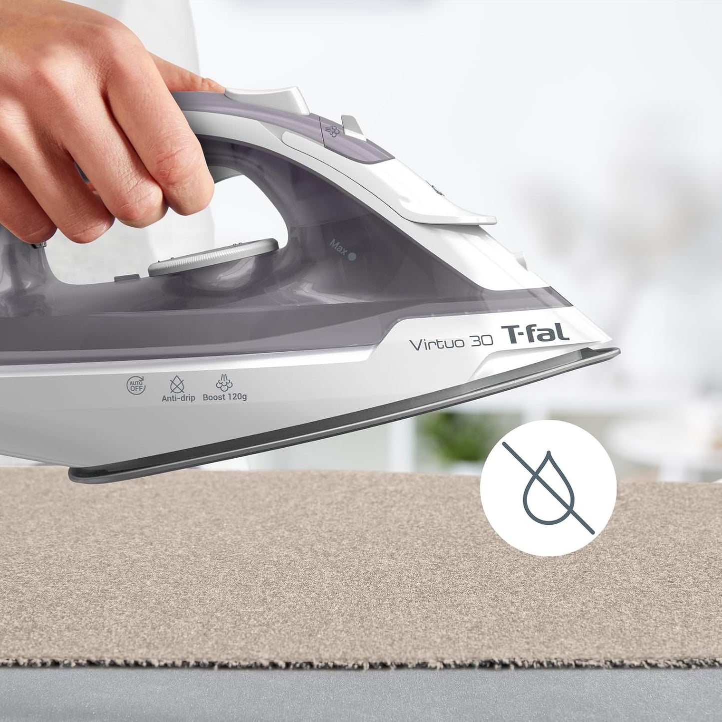 T-Fal Virtuo Plancha de vapor para ropa con cable retráctil, planch...
