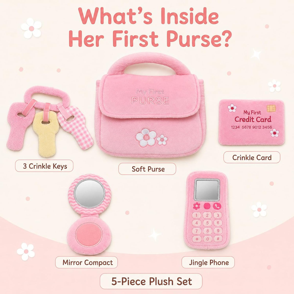 My First Baby - Bolso de peluche sensorial de 5 piezas, regalo para...