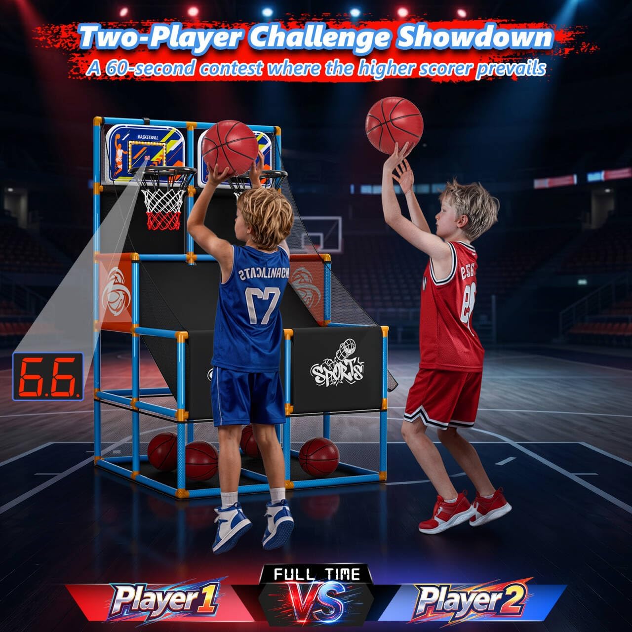 Juego de baloncesto arcade de doble disparo, juguetes para niños: a...