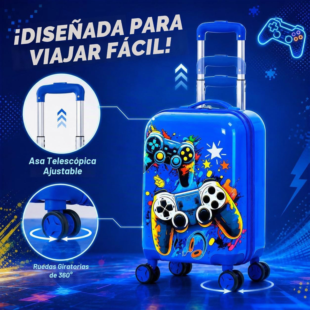Juego de 5 maletas para niños, aprobado por aerolíneas con ruedas g...