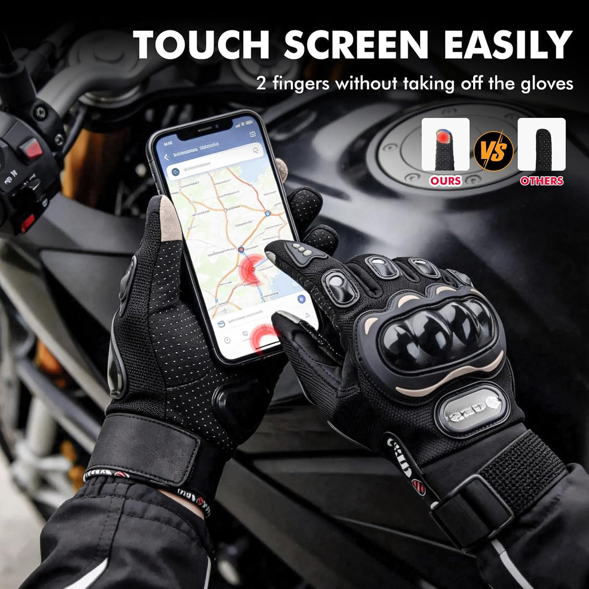 GES Guantes de motocicleta para hombre, para pantalla táctil, antid...