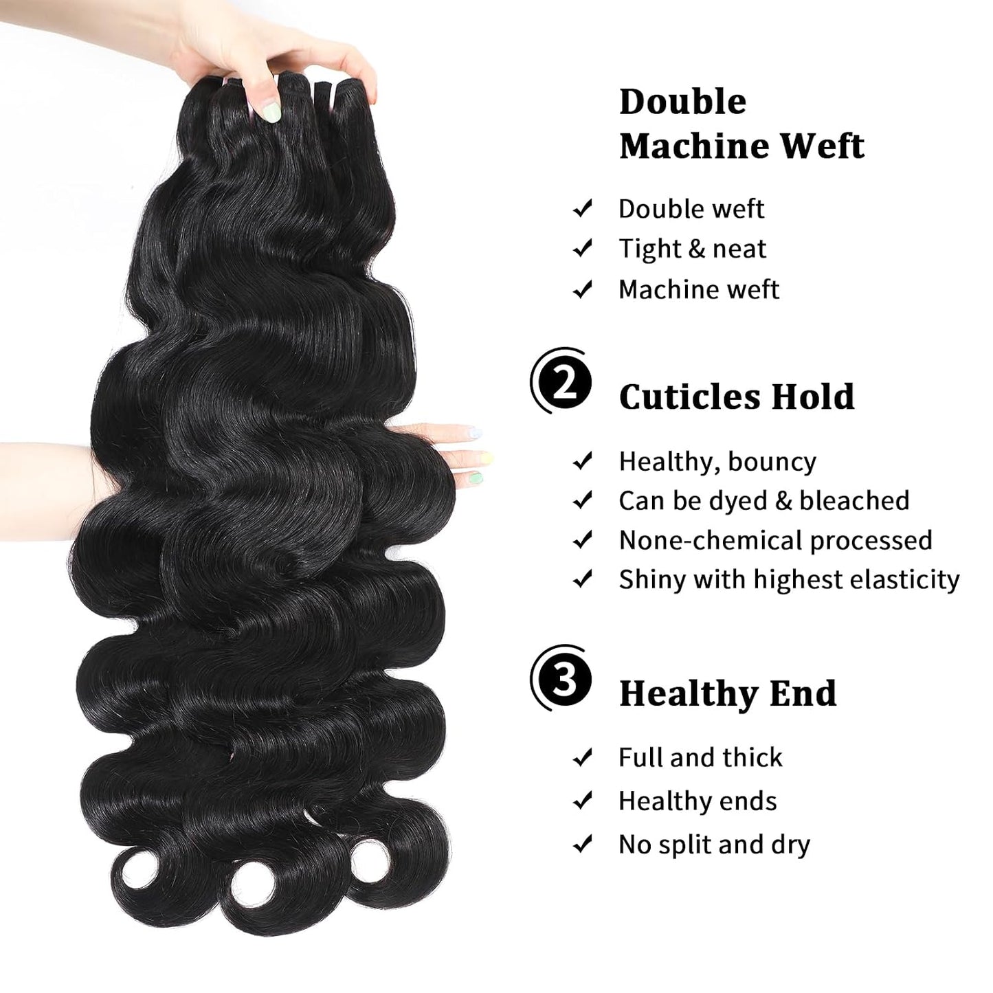 Manojos de Cabello Humano Indio Crudo 15A Ondulado Body Wave, Cabel...
