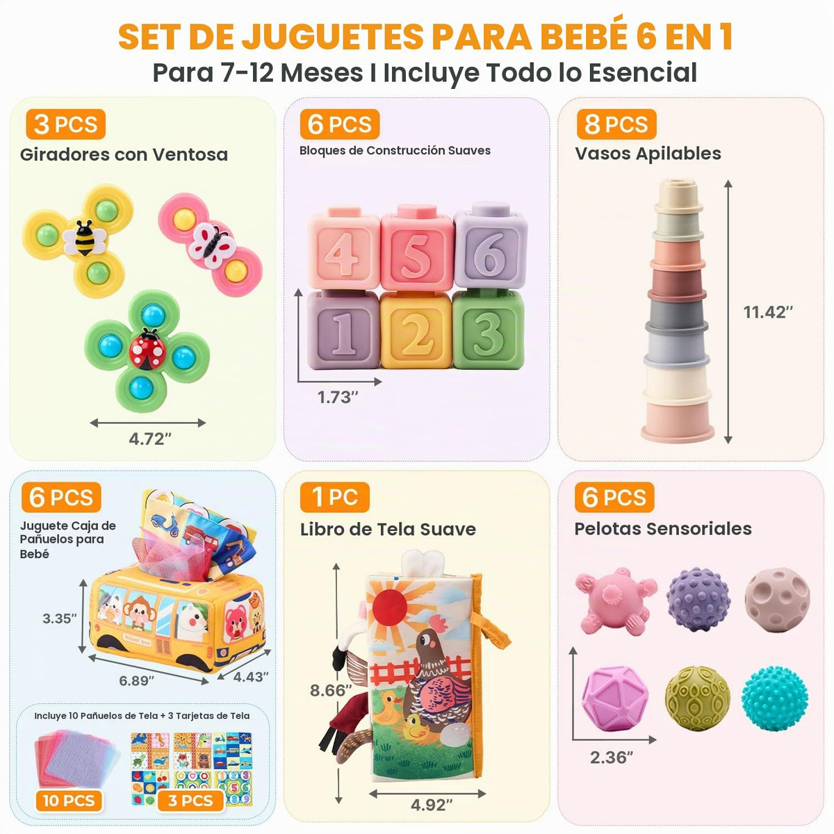 JoyCat Juguetes para bebés de 6 a 12 meses, conjunto de juguetes se...