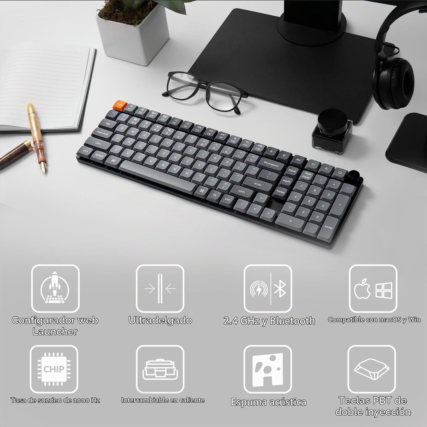 Keychron K17 Max 96% Layout QMK\/Launcher Teclado Mecánico Inalámbr...