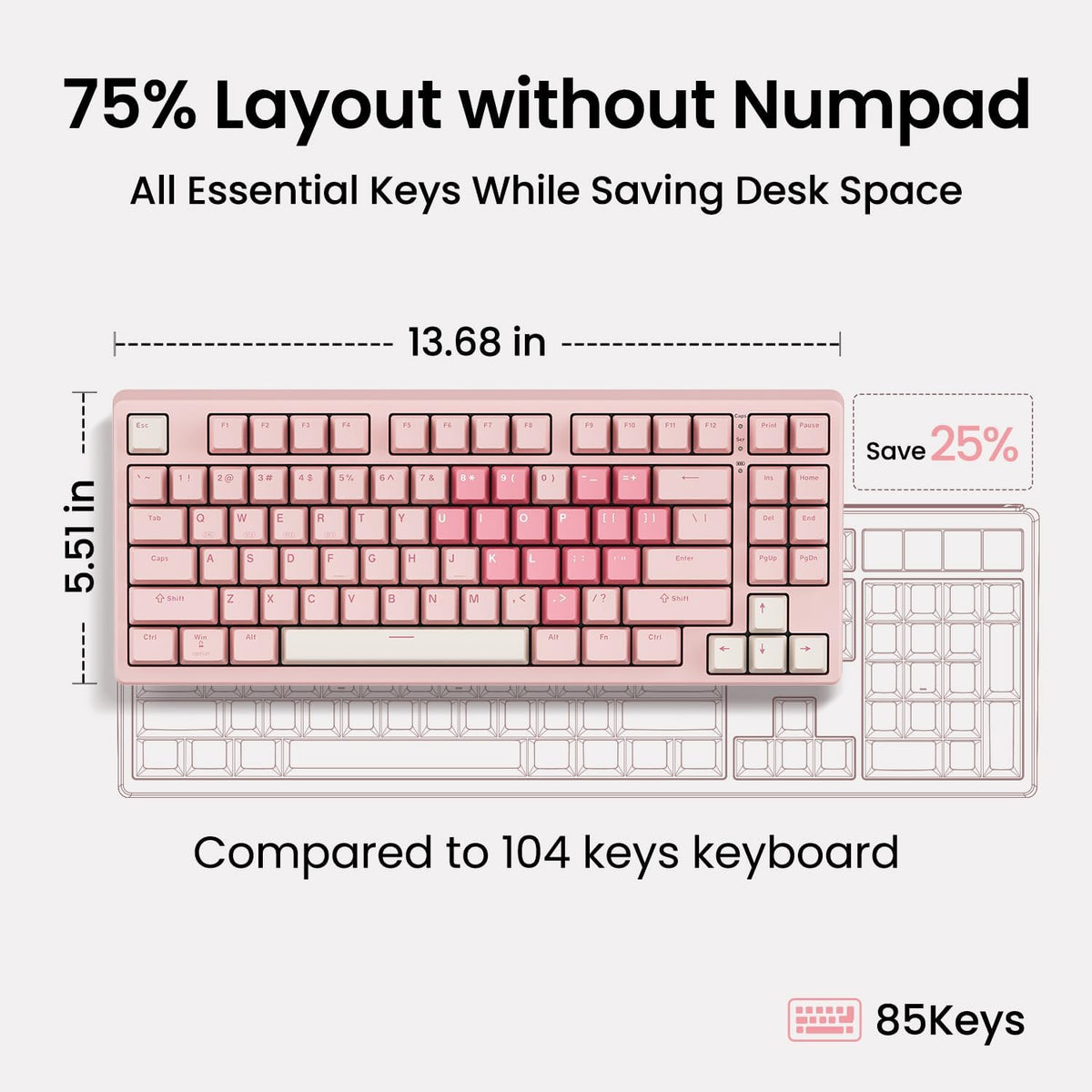 Kisnt Teclado mecánico inalámbrico KN85, diseño del 75%, Bluetooth\...
