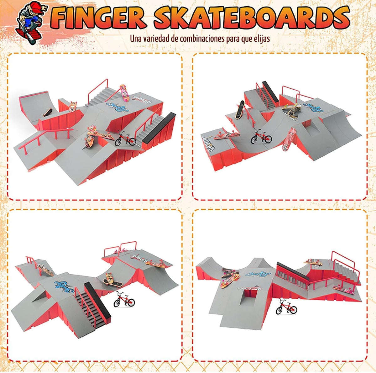 RNGODO Finger Skateboard Park Kits, juego de rampa de patineta de d...