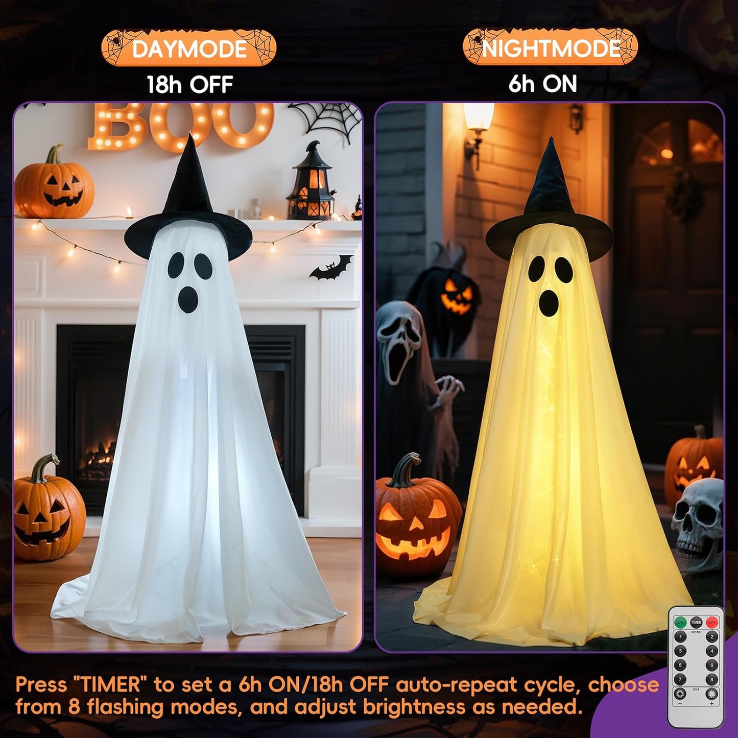 2 decoraciones de Halloween al aire libre, fantasma, decoración de...