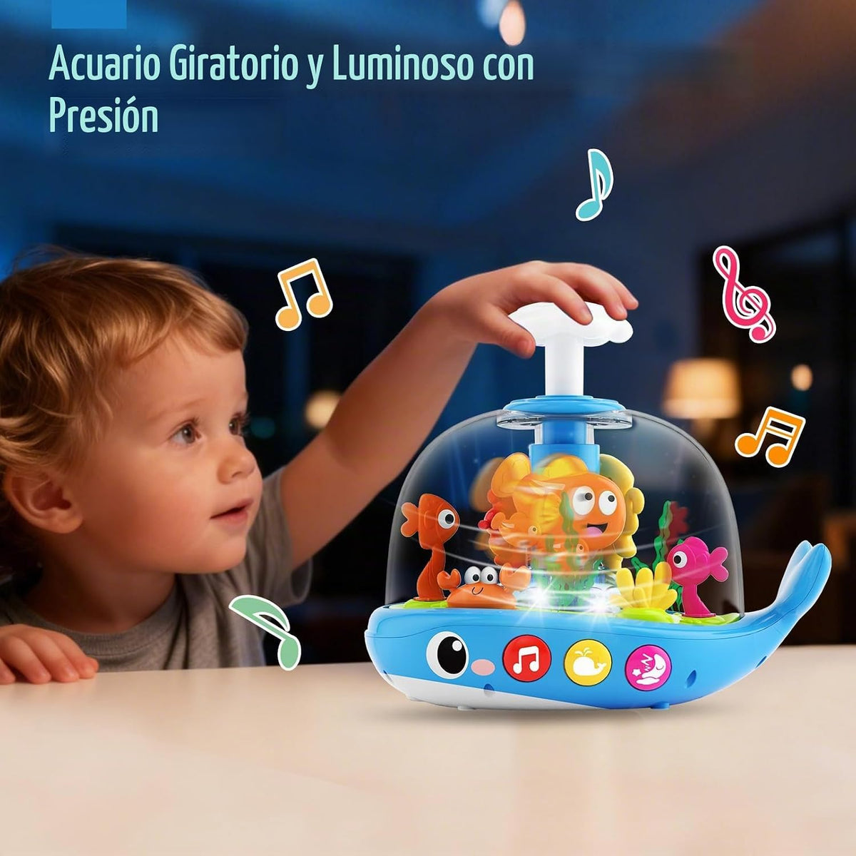 Juguetes para bebés de 6 a 12 a 18 meses: juguete musical con luz d...