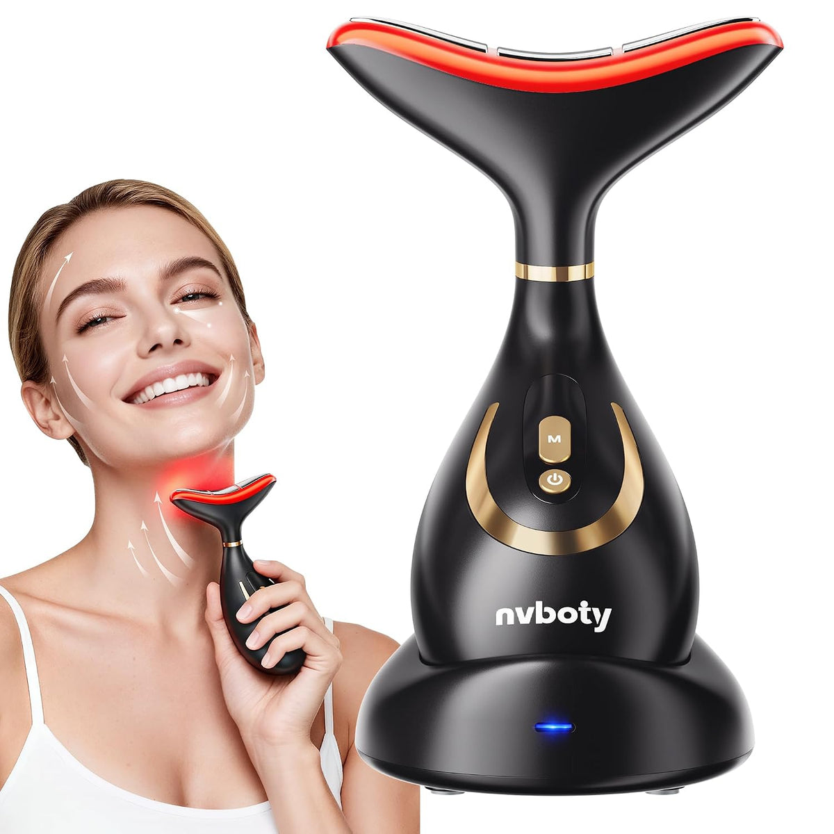 VTAZIY Masajeador facial 4 en 1, terapia de luz roja LED de 9 color...