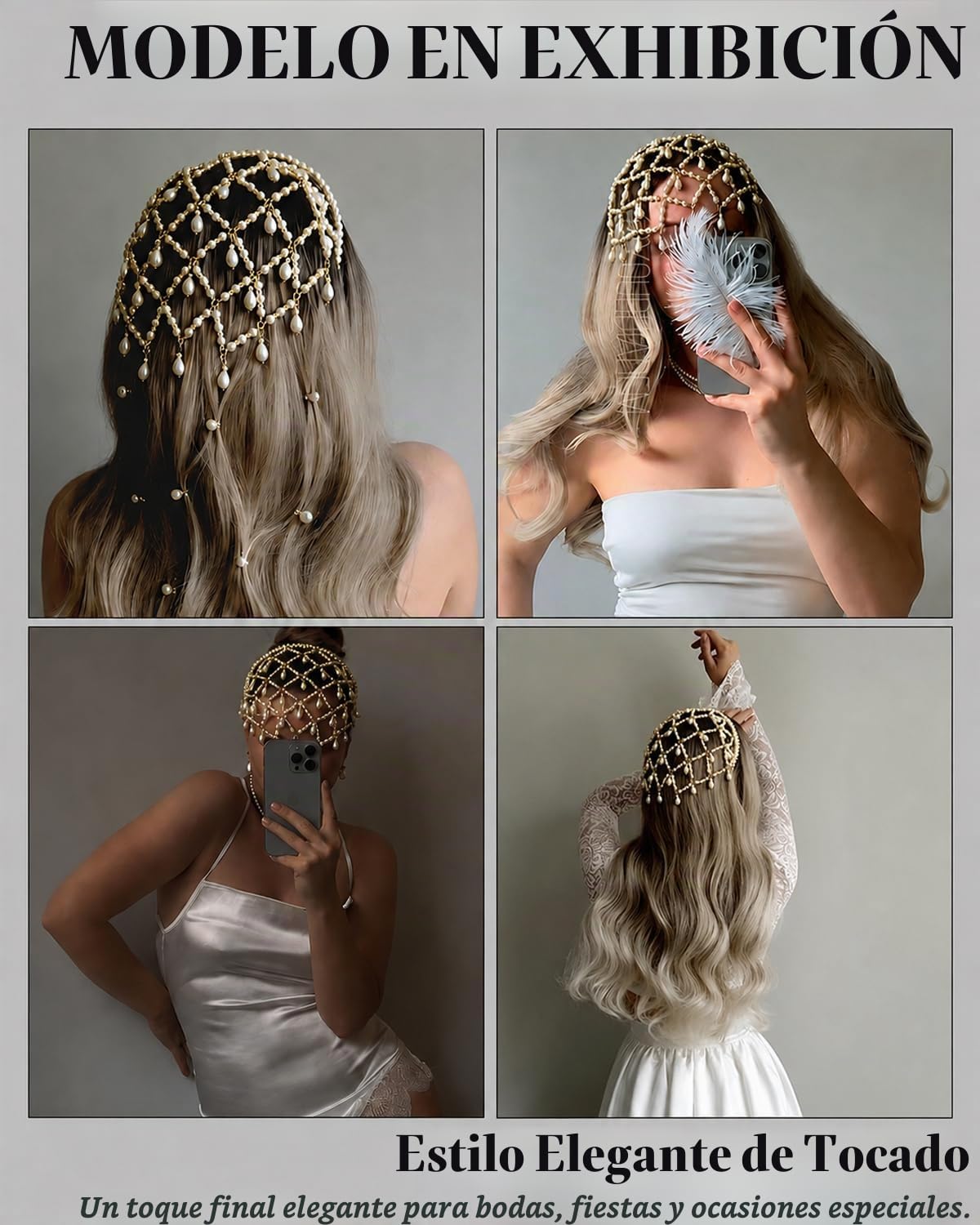 STONEFANS Accesorios dorados para el cabello, tocado de hadas de pe...