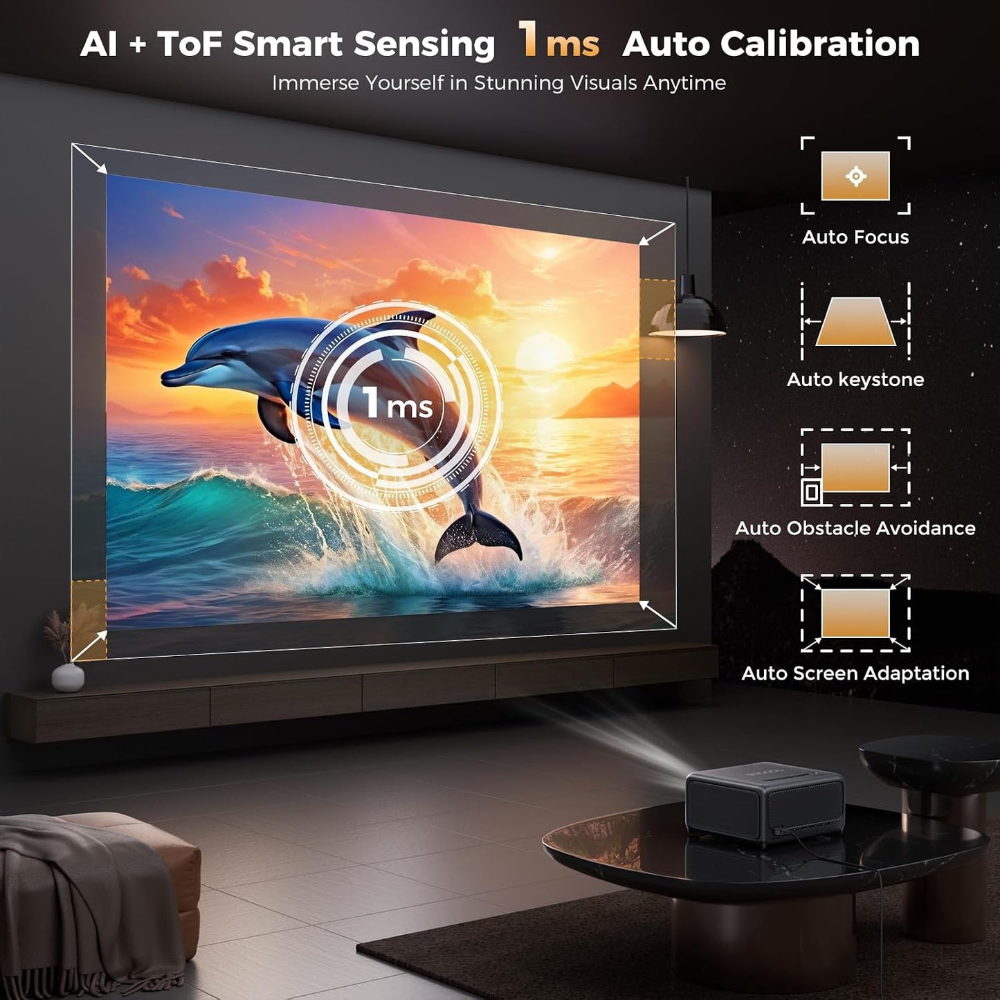 Proyector inteligente GooDee 4K con WiFi 5G 6 y Bluetooth, ToF AI A...