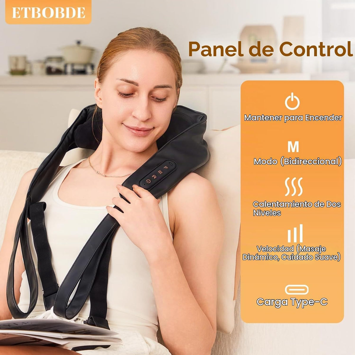 ETBOBDE Masajeador de cuello con calor inalámbrico para aliviar el...