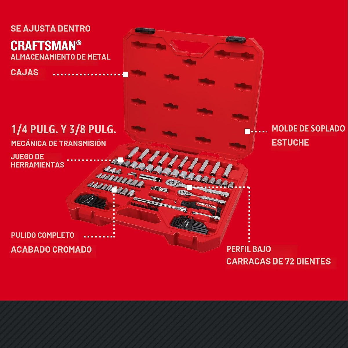 CRAFTSMAN Juego de herramientas para mecánicos, 83 piezas de herram...