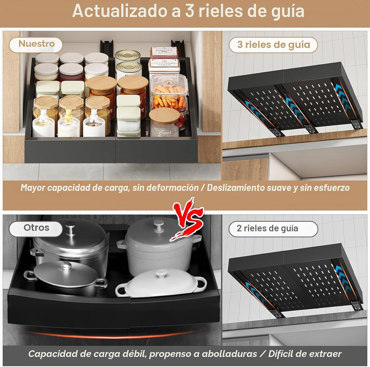Organizador de Gabinete Extraíble, Ancho Expandible (28 cm-41 cm),...