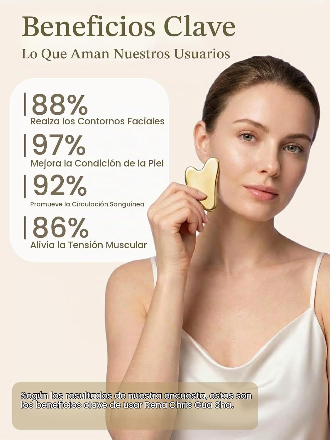 Rena Chris Gua Sha Herramientas faciales, Herramienta Guasha de Ace...