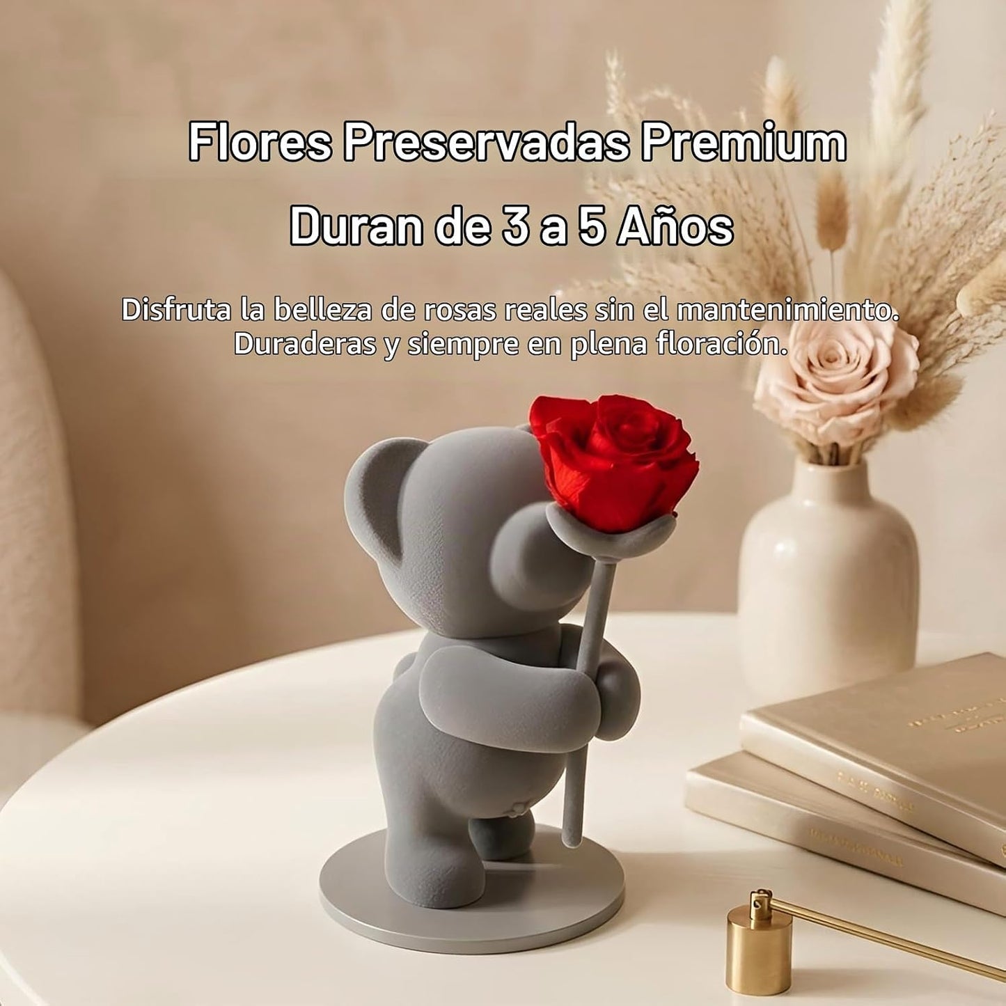 JoyFlower - Flores preservadas con lindo oso de peluche, regalo rom...