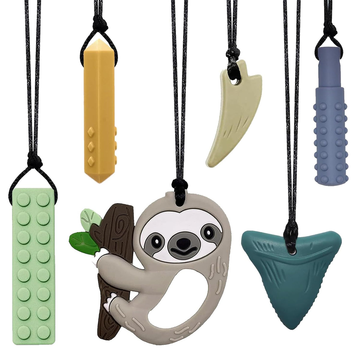 Collares masticables para niños sensoriales, 6 unidades, collares m...