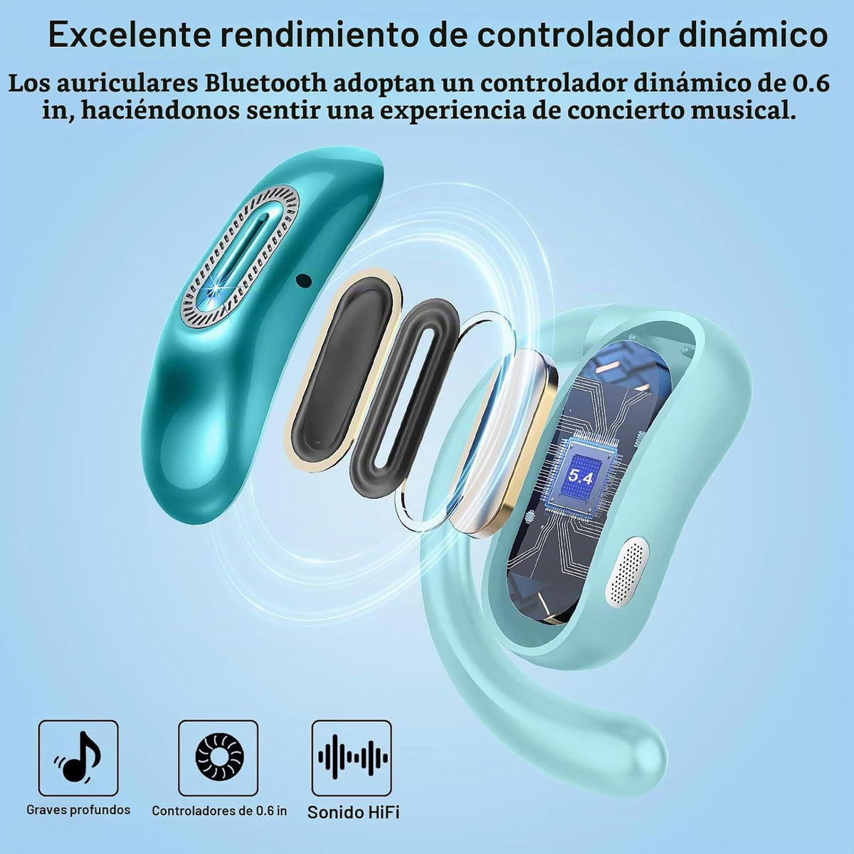 Auriculares abiertos, NUEVOS auriculares supraaurales con 4 micrófo...