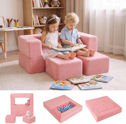 INFANS Sofá modular de juegos para niños, sofá seccional de constru...