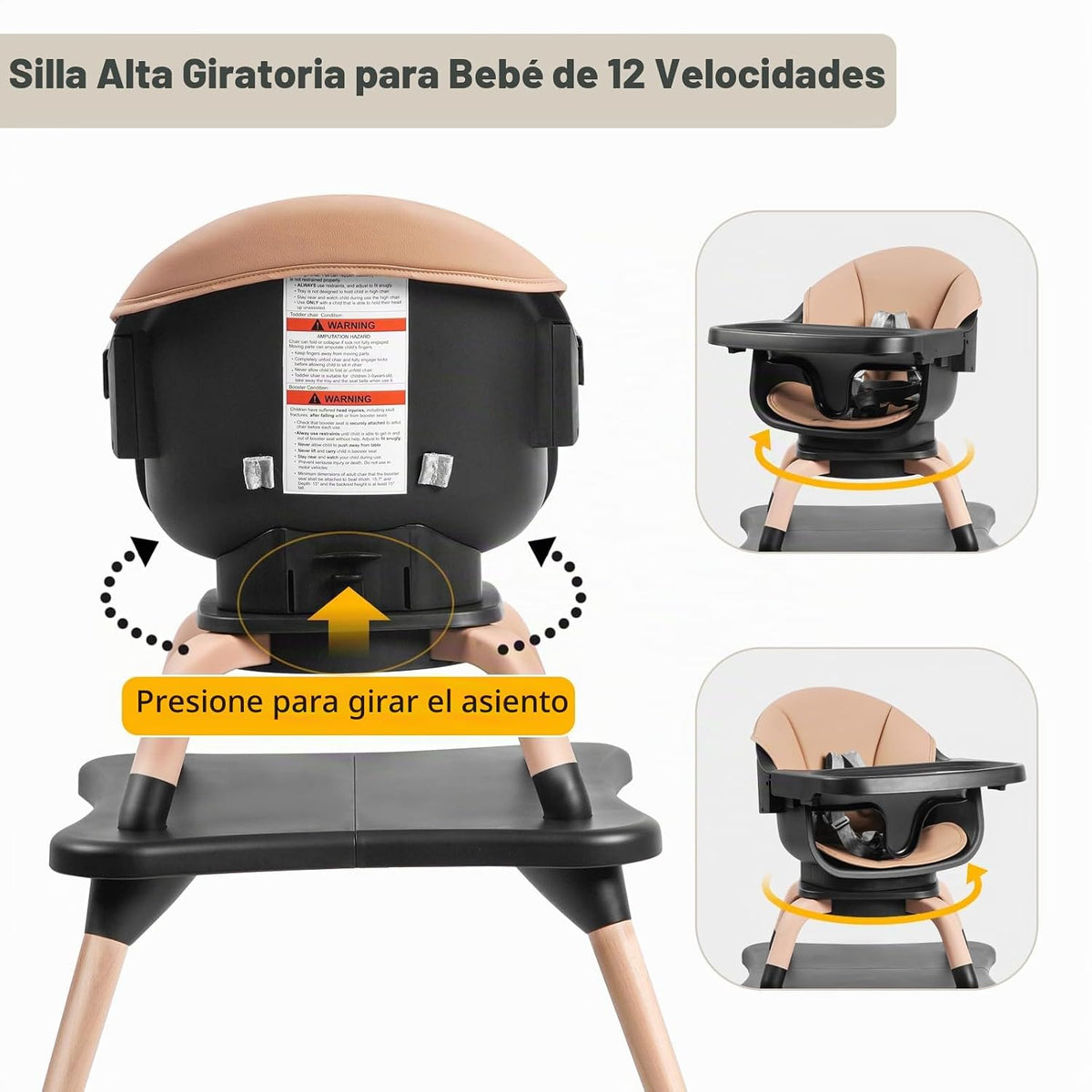 Komcot Silla alta, 7 en 1 silla alta de madera para bebé con asient...