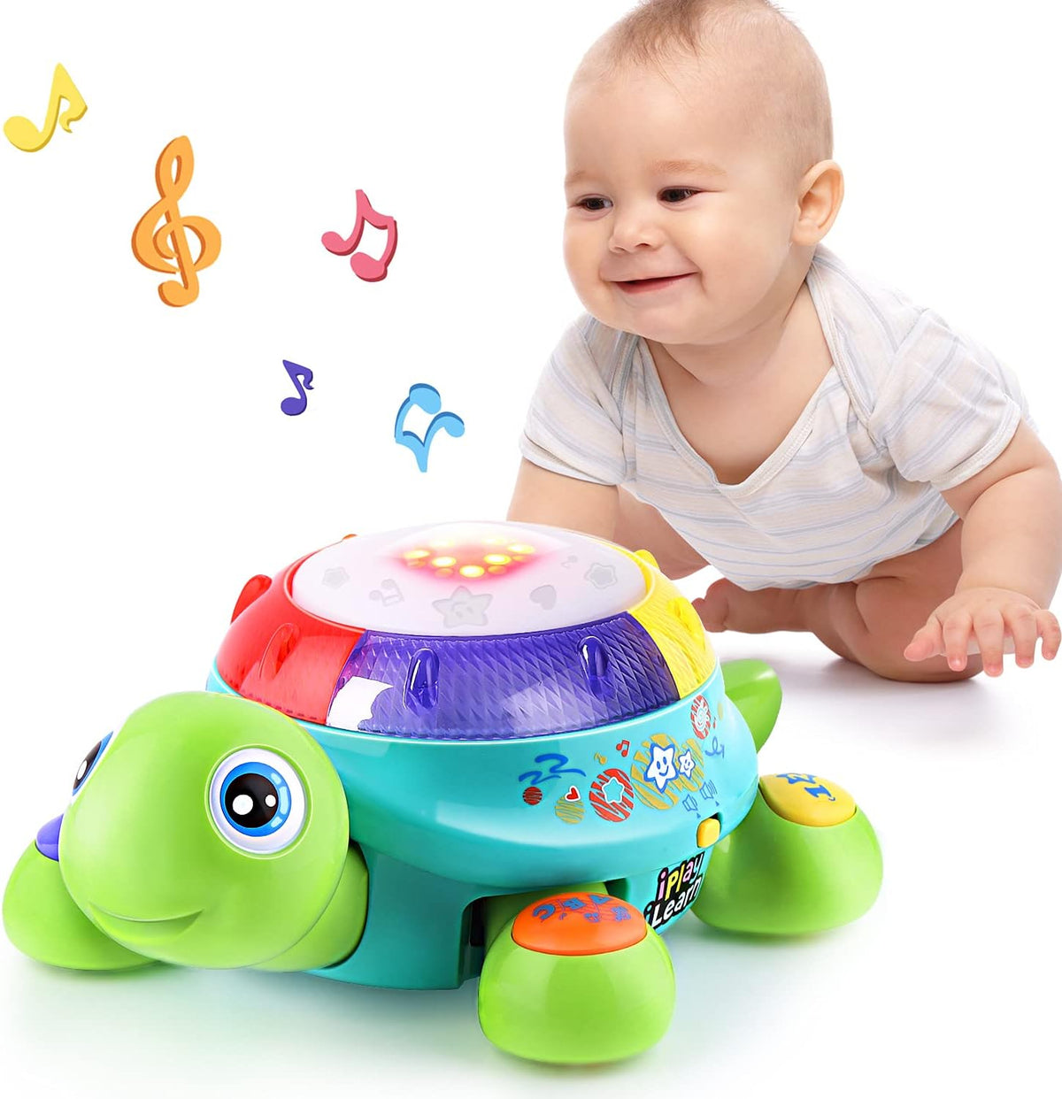 iPlay, iLearn Juguete musical de tortuga para bebé, aprendizaje bil...