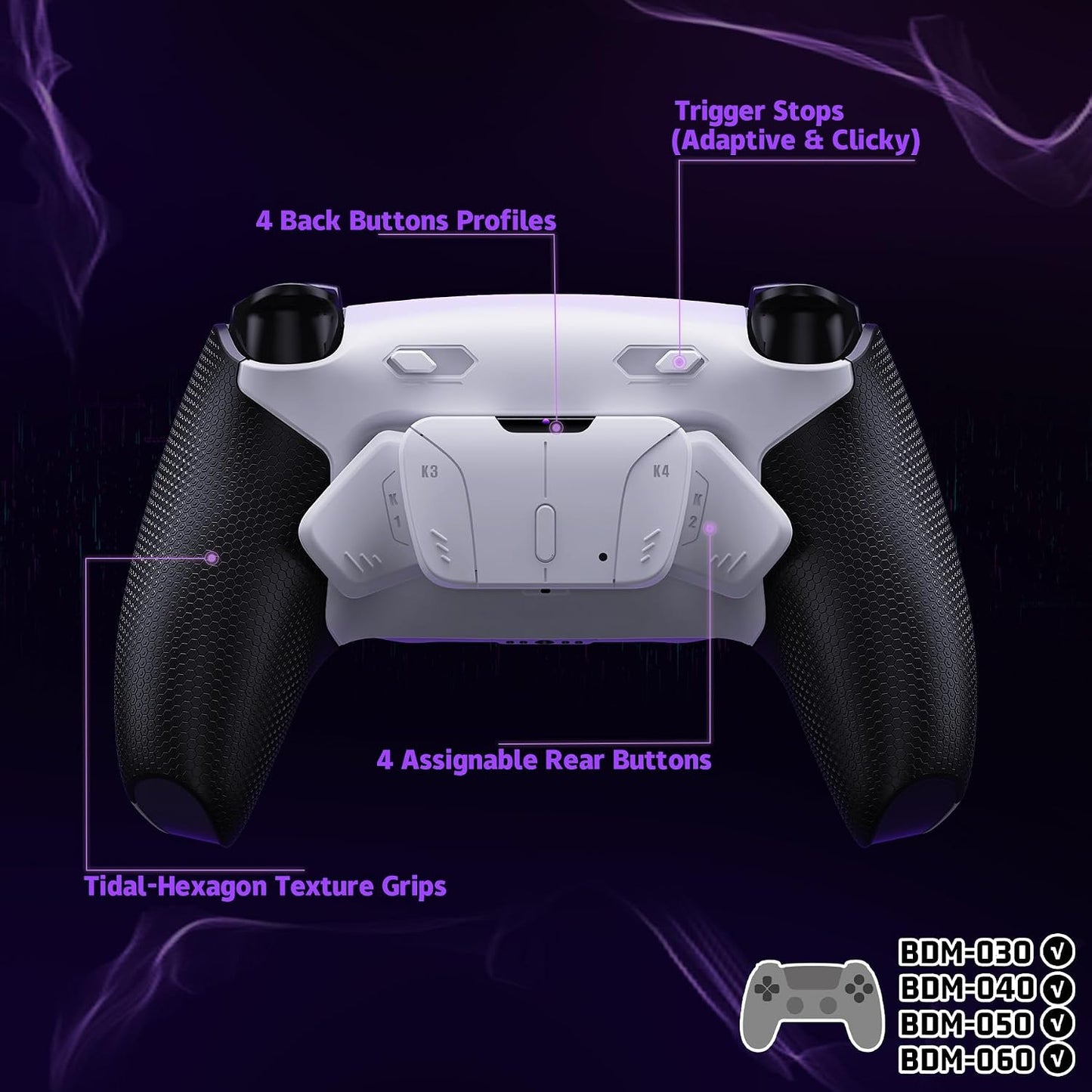 eXtremeRate RISE4 Plus MAX Kit de paletas traseras con topes de gat...
