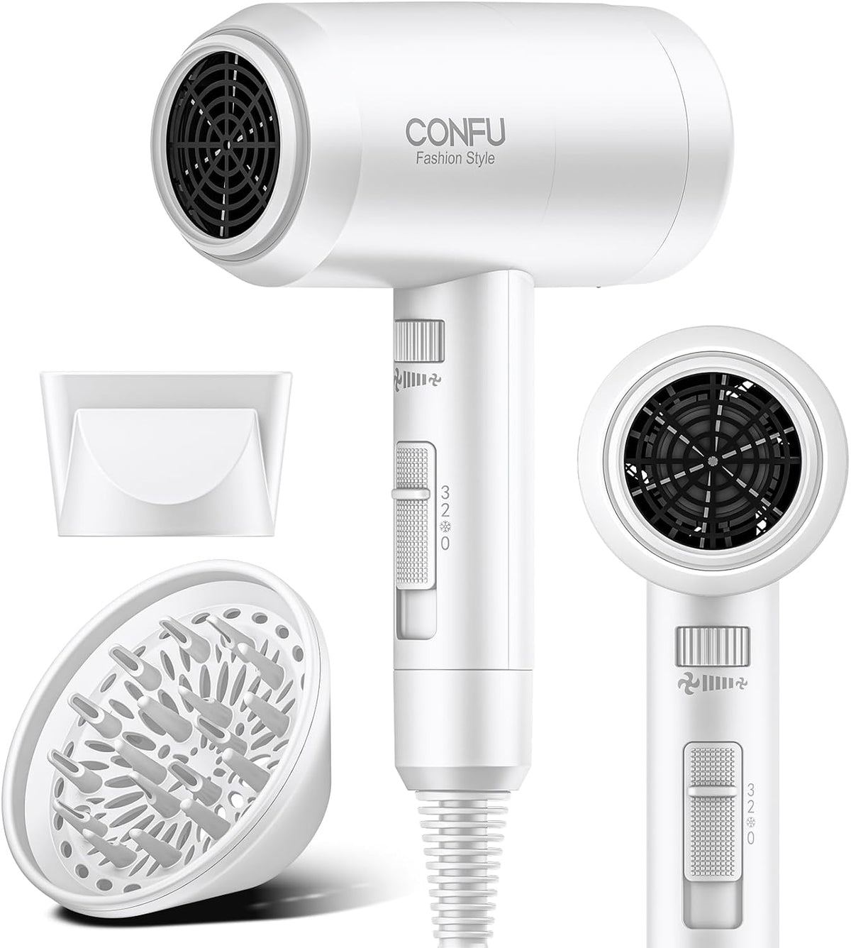 Secador de Pelo con Difusor, CONFU Secador de Pelo para Cabello Riz...