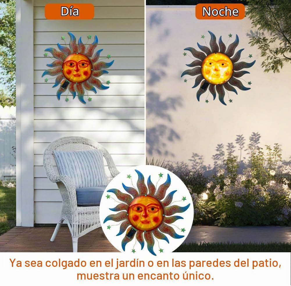 dreamskip Decoración de pared solar solar de metal de 30 pulgadas,...