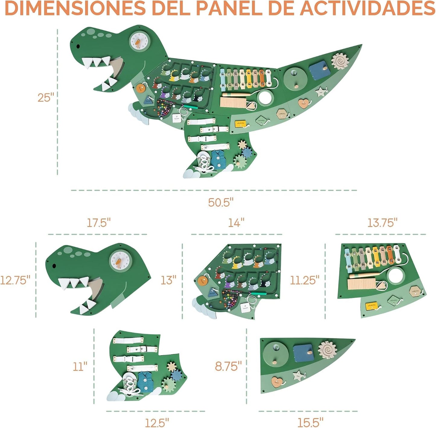 Tablero de actividades de dinosaurio para pared, panel de pared sen...