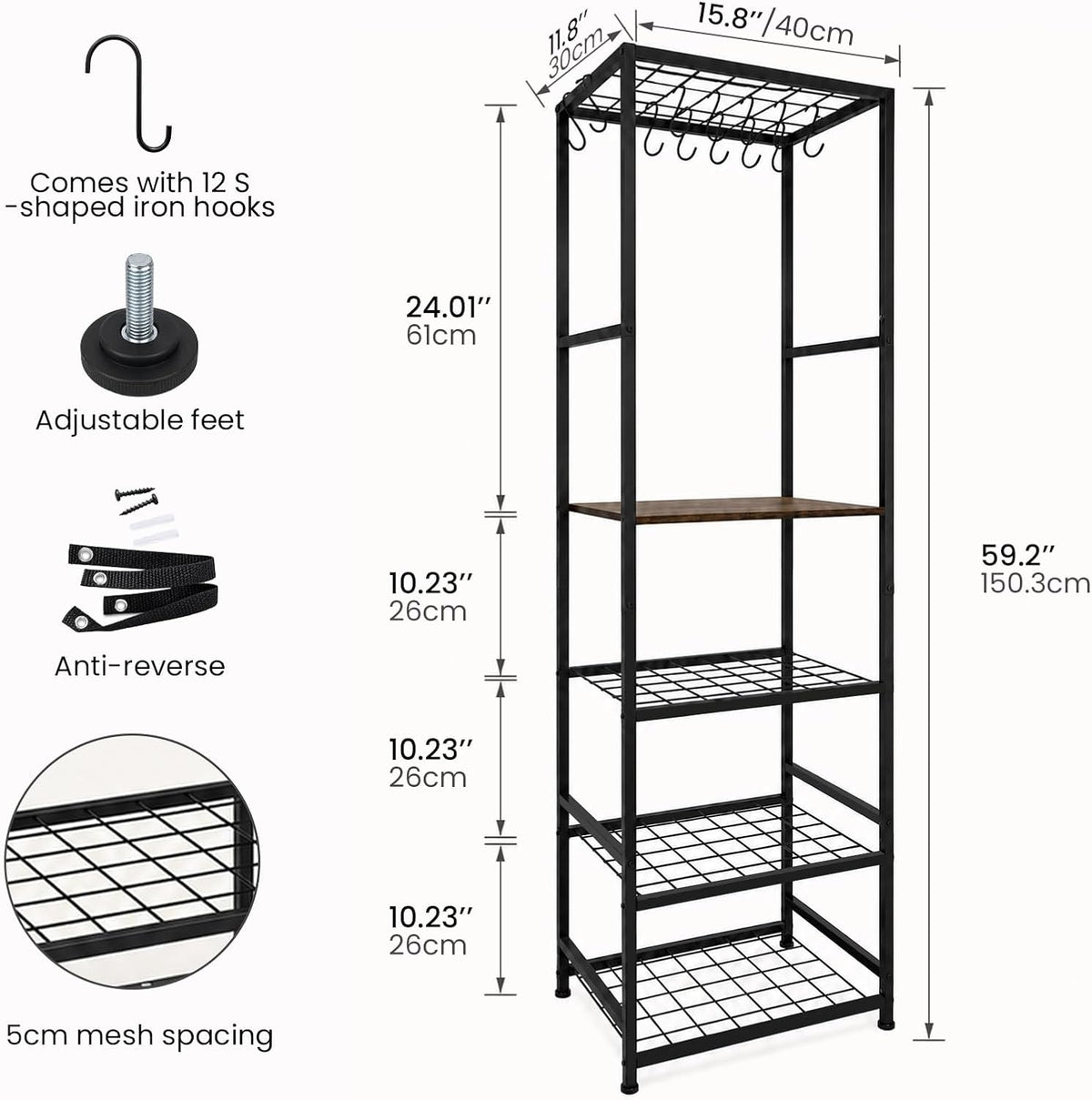 DALEMHOME Organizador de ollas y sartenes, estante de cocina de 5 n...