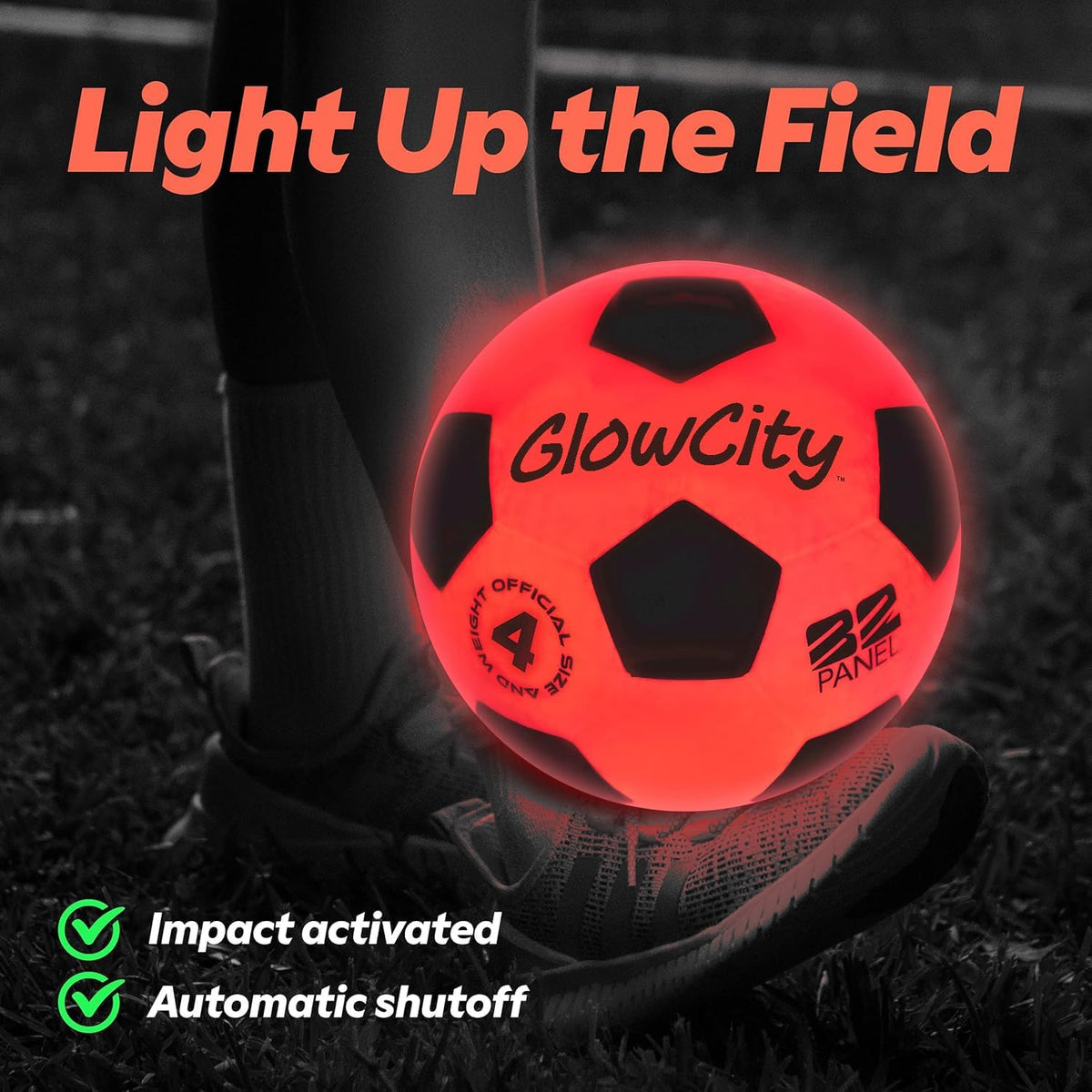 GlowCity Balón de fútbol que brilla en la oscuridad - Tamaños 3, 4,...