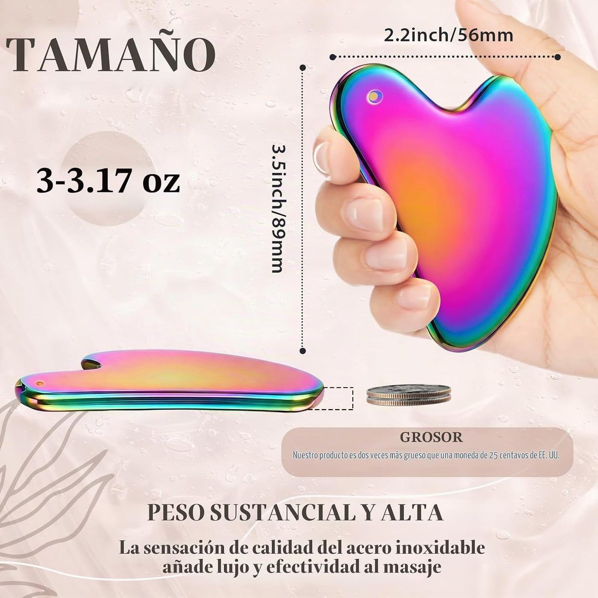 Nuanchu Herramientas faciales Gua Sha de acero inoxidable, herramie...