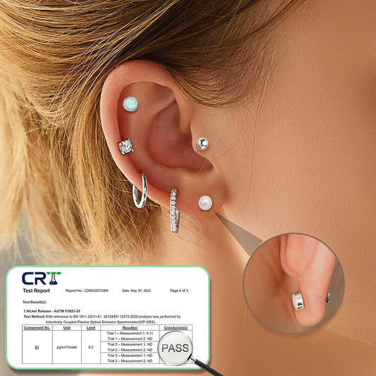 Juego de aretes de acero quirúrgico con parte trasera plana para mú...
