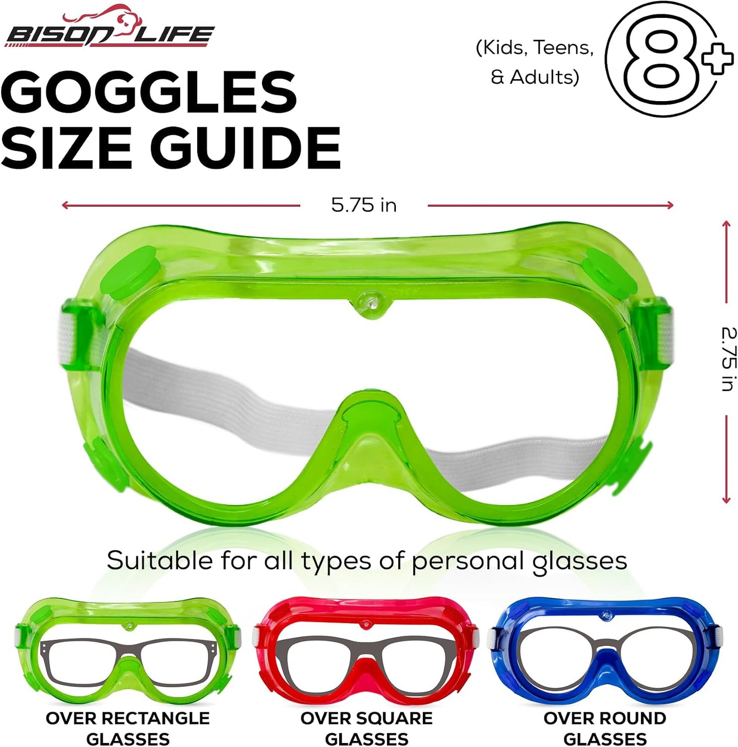 BISON LIFE Gafas de seguridad para niños, gafas protectoras para ni...
