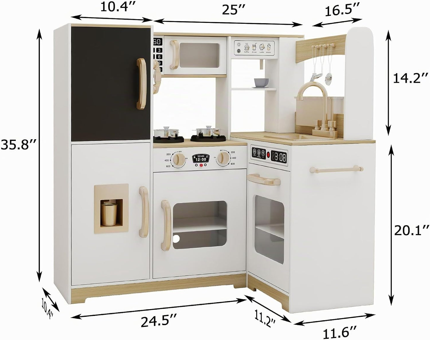 TaoHFE Cocina de Jugar de Esquina Blanca con Luces, Juego de Cocina...