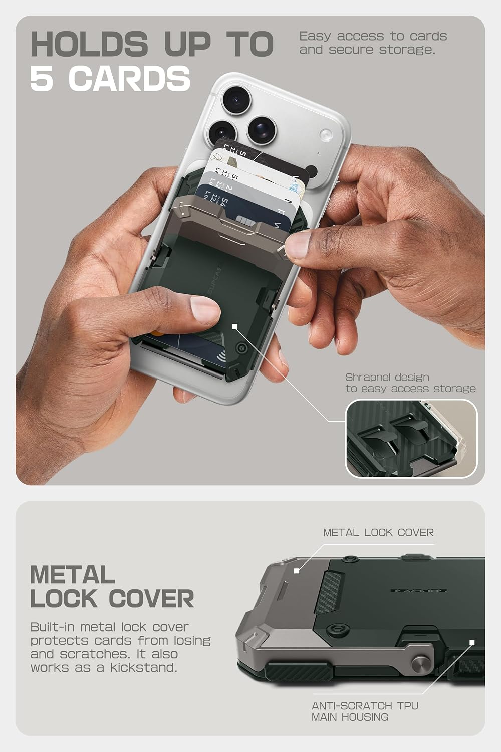 SUPCASE para Portafolio MagSafe con Soporte, Portafolio Magnético p...