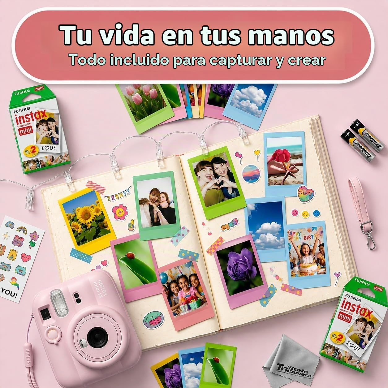 Cámara instantánea Fujifilm Instax Mini 13 Candy Pink con película...