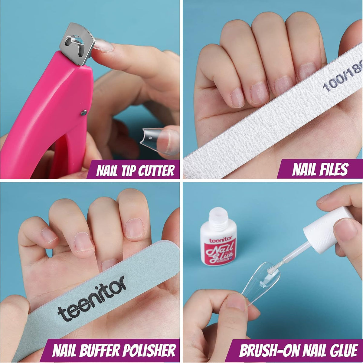 Teenitor Kit de Uñas Postizas Acrílicas, Suministros de Uñas Postiz...