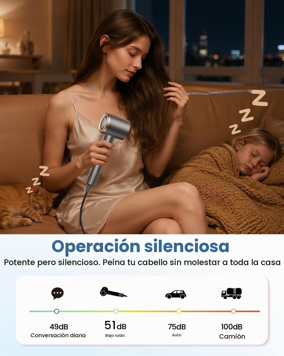 Secador de pelo, secador de pelo iónico CONFU con difusor para cabe...